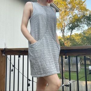 Gray and white striped dress with pockets
